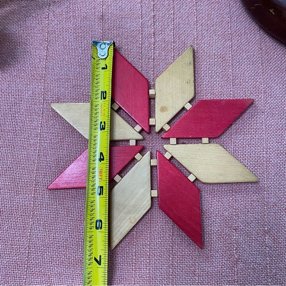 Vintage MCM Geometric 8 Point Star Wooden Trivet Made in Western Germany - Picture 2 of 3